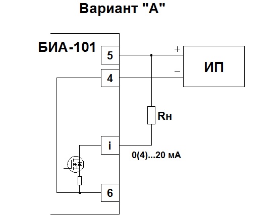 БИА-101 Подключение к токовому выходу барьера (вариант А)