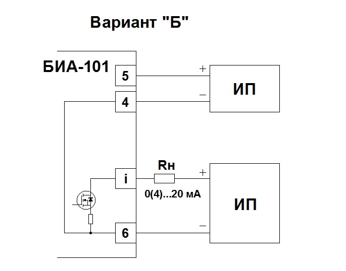 БИА-101 Подключение к токовому выходу барьера (вариант Б)