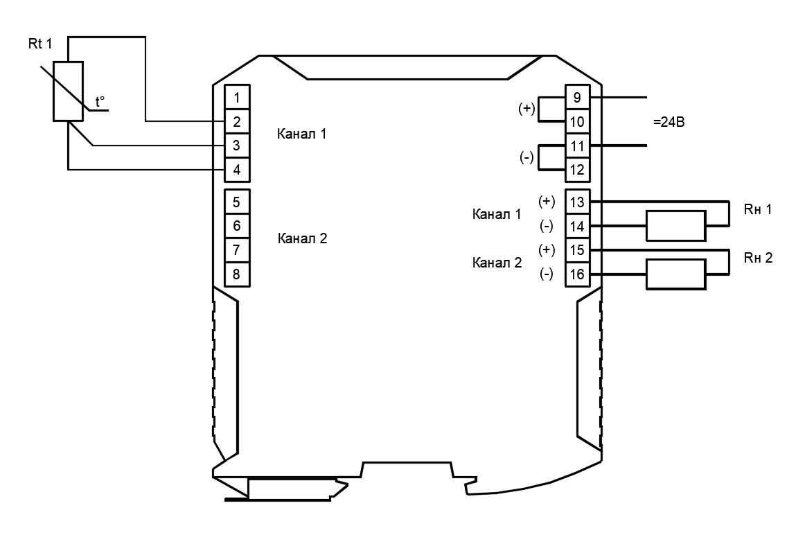 ЛПА-151-2Y1 Схема подключения по трехпроводной схеме с разветвлением сигнала